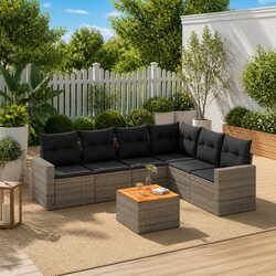Comfortable and Functional 7 Piece Grey Garden Sofa Set