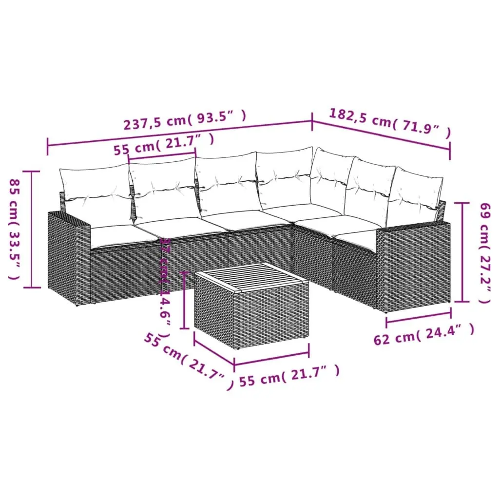 7 Piece Grey Garden Sofa Set