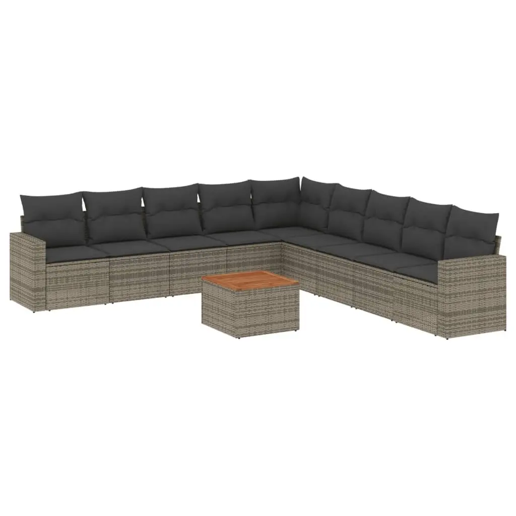 Garden Sofa Set Modular Outdoor Furniture 10 Piece Grey Poly Rattan Patio Lounge