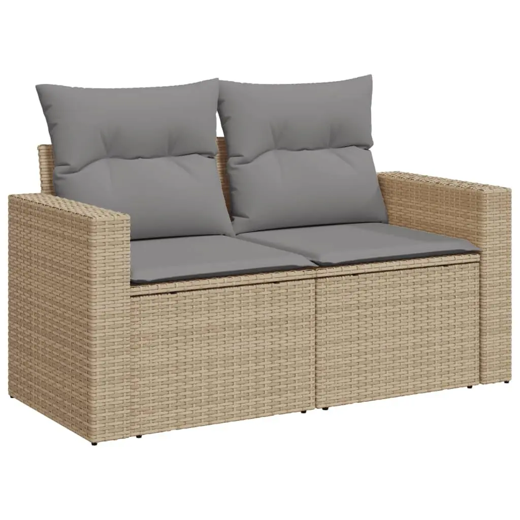 Garden Sofa Set 11 Piece Outdoor Furniture Beige Poly Rattan Patio Lounge
