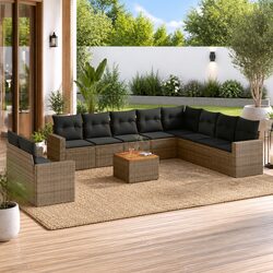 Comfortable and Practical 11 Piece Grey Sofa Set
