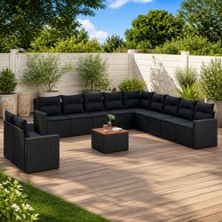 Warm 12 Piece Black Garden Sofa Set - Comfort Meets Value