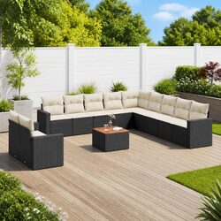 Reliable Black Poly Rattan Sofa Set - 12 Piece