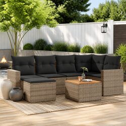 Reliable 7 Piece Grey Poly Rattan Sofa Set for Outdoors