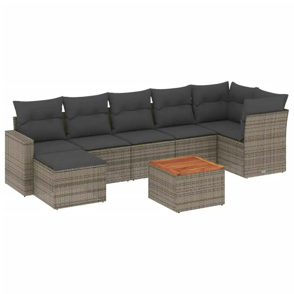 Garden Sofa Set 8 Piece Outdoor Furniture Modular Grey PE Rattan Patio Lounge