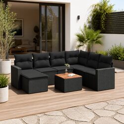 Warm and Inviting 8-Piece Black Sofa Set with Storage