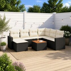 Reliable 8 Piece Black Rattan Sofa Set with Smart Storage
