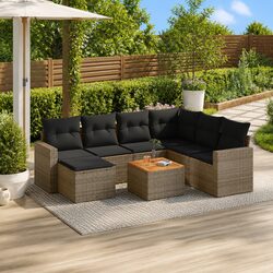 Comfortable Grey Rattan Garden Sofa Set - 8 Pieces