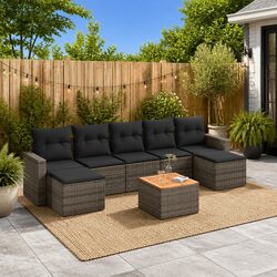 Reliable 8 Piece Grey Garden Sofa Set with Storage