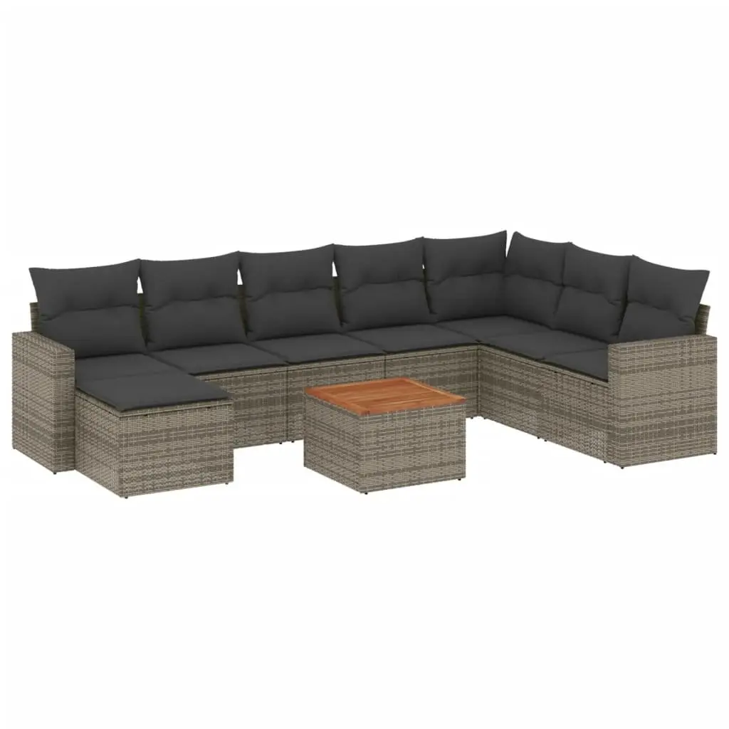 Garden Sofa Set 9 Piece Outdoor Furniture Modular Grey Poly Rattan Lounge Patio