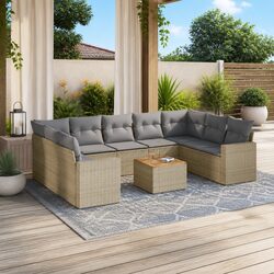 Comfort and Value with 10-Piece Garden Sofa Set in Beige