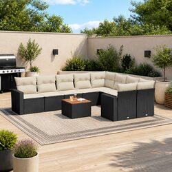 Comfortable 10 Piece Outdoor Garden Sofa Set with Cushions
