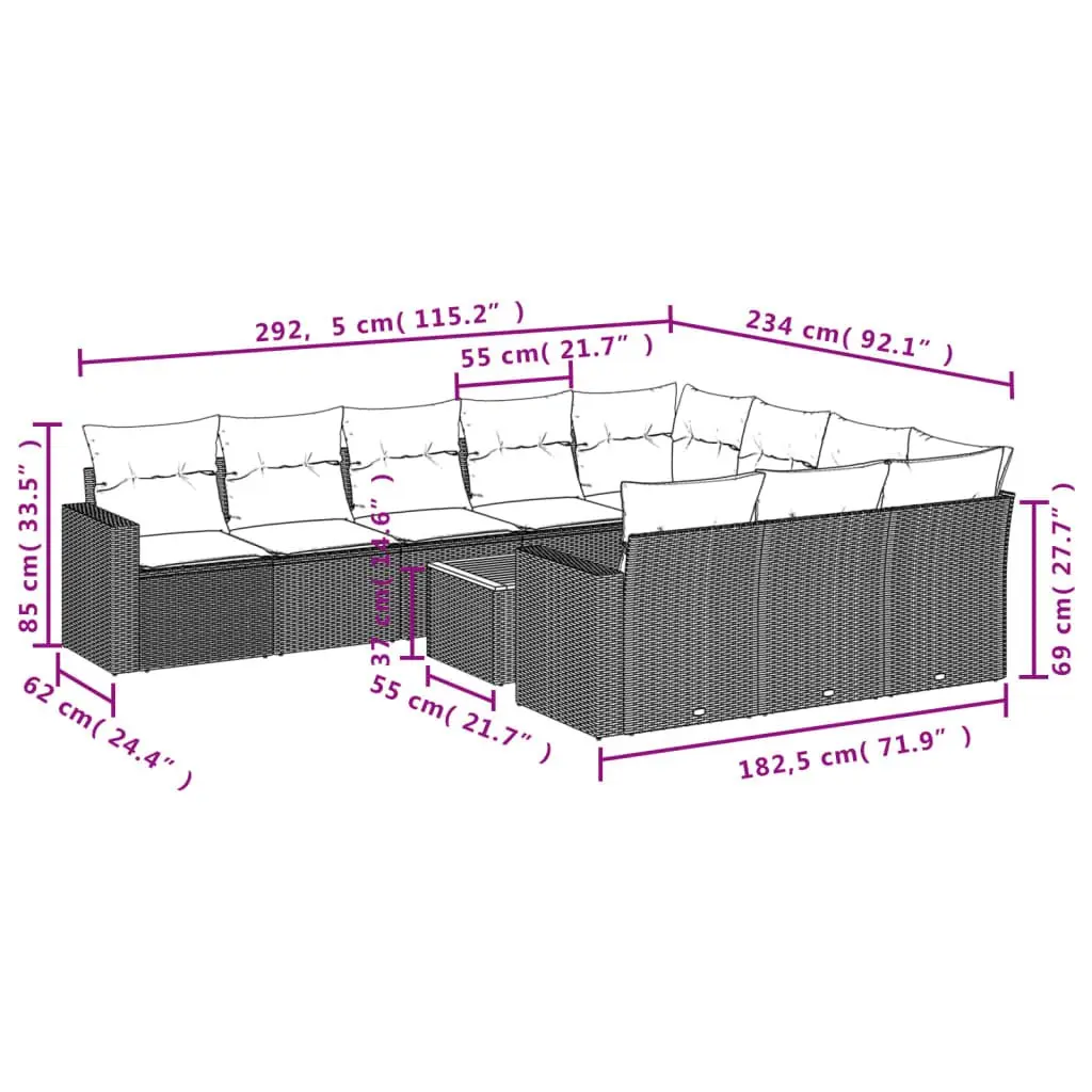 Grey 11 Piece Garden Sofa Set