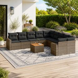 Reliable 11 Piece Grey Poly Rattan Garden Sofa Set