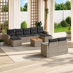 Practical 10 Piece Grey Sofa Set for Outdoor Spaces