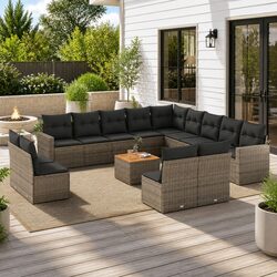 Comfortable and Durable 14 Piece Grey Outdoor Sofa Set