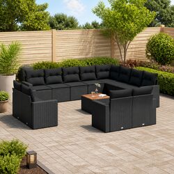 Value-Rich 13 Piece Black Outdoor Sofa Set