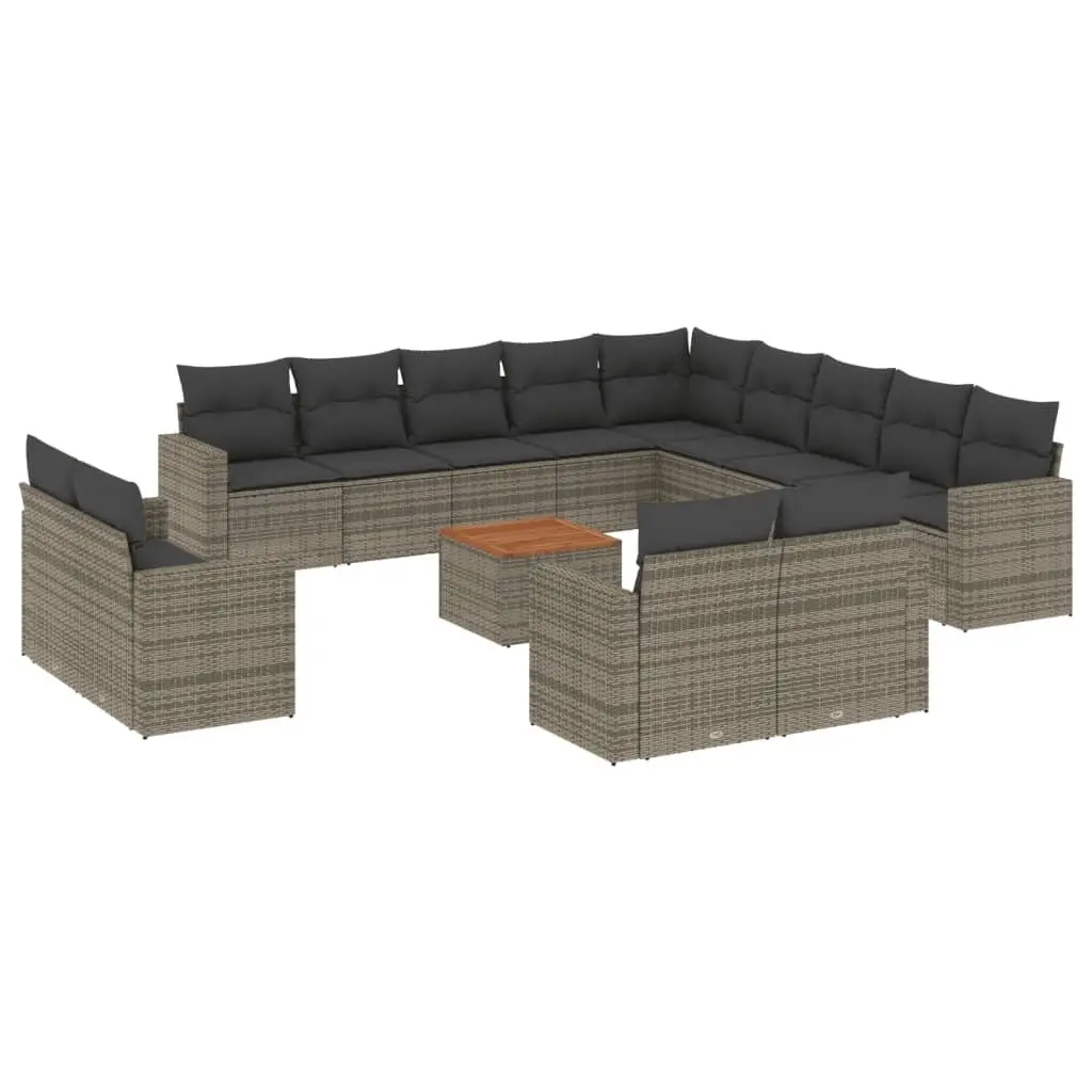 Garden Sofa Set 14 Piece Grey Outdoor Furniture Storage Poly Rattan