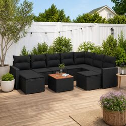 Comfortable 10-Piece Outdoor Patio Furniture Set in Black