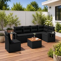 Comfortable 7 Piece Outdoor Sofa Set with Storage