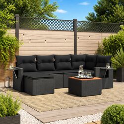 Comfortable 7 Piece Black Garden Sofa Set