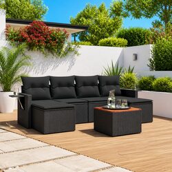 Comfortable 7 Piece Garden Sofa Set with Cushions