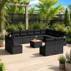 Comfortable 13 Piece Black Patio Sofa Set