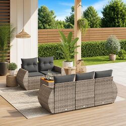 Reliable 6 Piece Grey Garden Sofa Set with Cushions