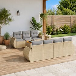 Comfortable 8-Piece Outdoor Sofa Set with Beige Cushions