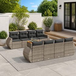 Grey Garden Sofa Set 9-Piece for Outdoor Comfort