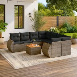 Warm and Welcoming 9 Piece Grey Garden Sofa Set