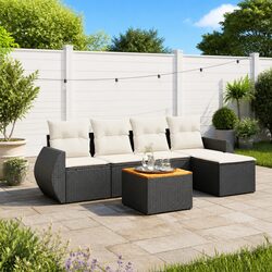 Garden Sofa Set 6 Piece Outdoor Furniture Patio Seating with Storage Cushions