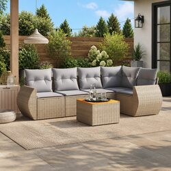 Warm and Practical 6-Piece Outdoor Sofa Set in Beige