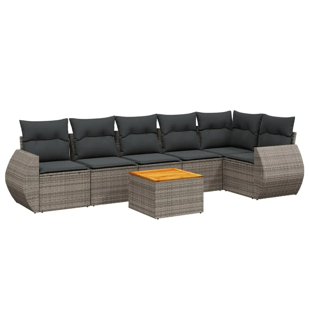 Garden Sofa Set 7 Piece Outdoor Furniture Grey Poly Rattan Patio Lounge