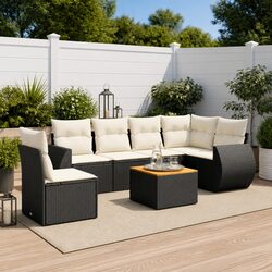 Comfortable and Practical 7 Piece Black Garden Sofa Set