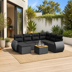 Comfortable and Reliable 8 Piece Black Garden Sofa Set