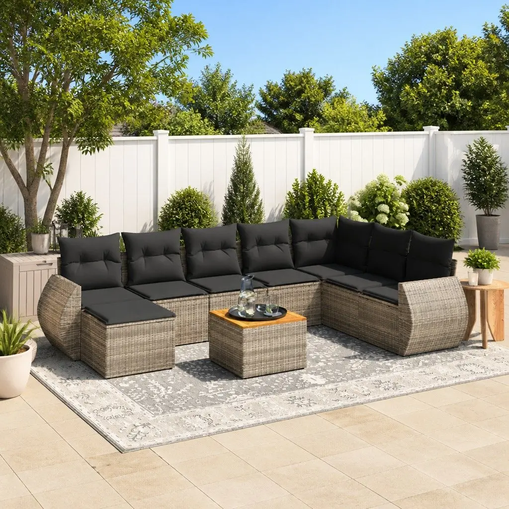 9 Piece Grey Garden Sofa Set