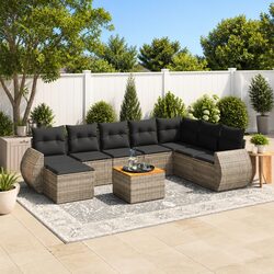 Practical and Comfortable 9 Piece Grey Garden Sofa Set