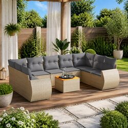 Comfortable and Practical 10-Piece Garden Sofa Set in Beige