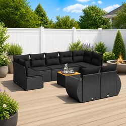 Warm and Practical: 10 Piece Garden Sofa Set with Cushions