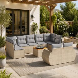 Warm Beige Garden Sofa Set with Thoughtful Features
