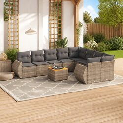 Comfortable 10 Piece Grey Garden Sofa Set