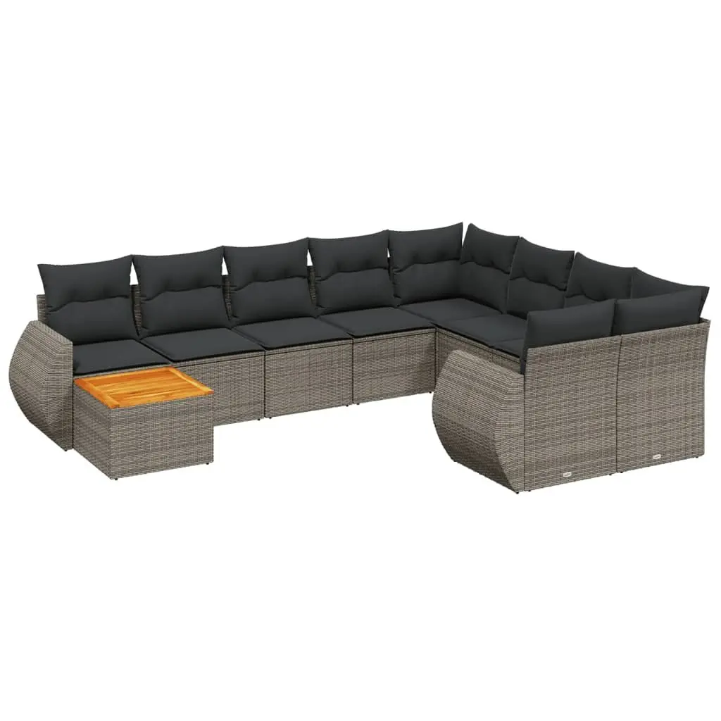 Garden Sofa Set Modular Outdoor Furniture 10 Piece Grey Poly Rattan