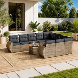 Comfortable and Practical 11 Piece Grey Garden Sofa Set