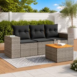 Comfortable 4-Piece Garden Sofa Set with Storage