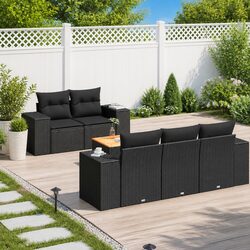 Comfort Meets Value: 6-Piece Black Garden Sofa Set