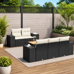 Warm and Practical 6-Piece Black Outdoor Sofa Set