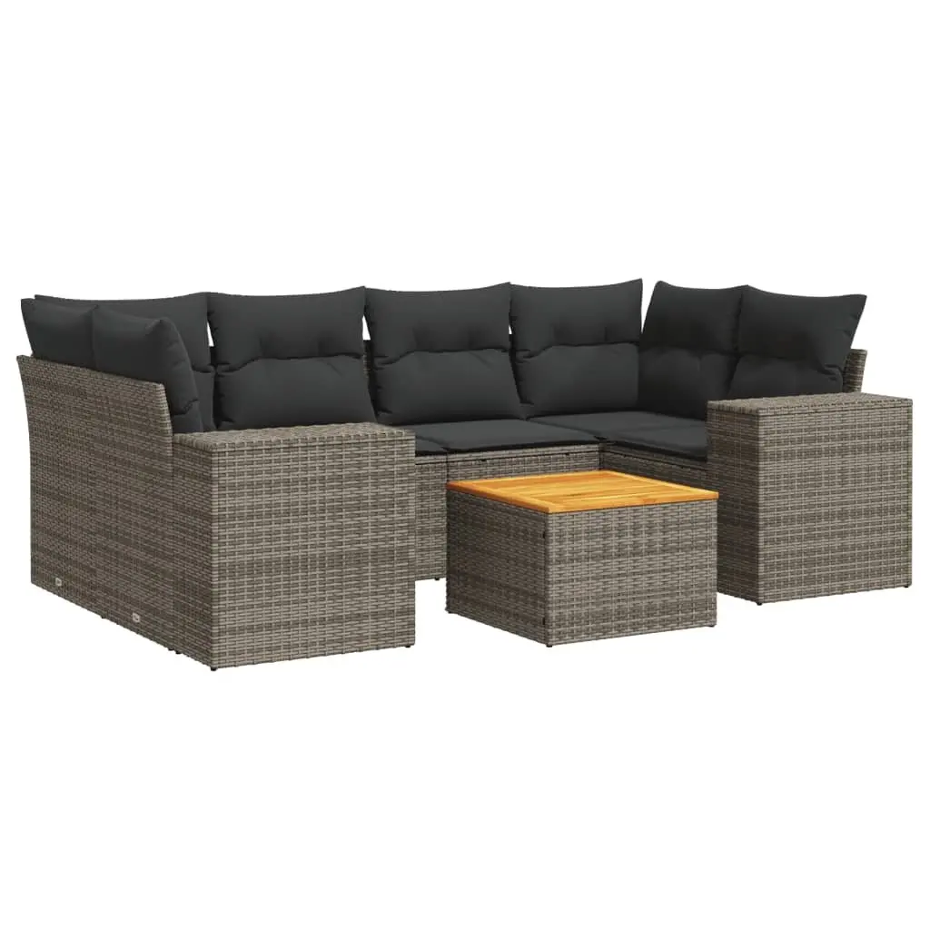 Garden Sofa Set 7 Piece Outdoor Furniture Grey Poly Rattan Patio Lounge