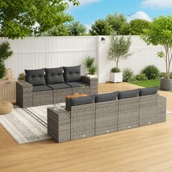 Reliable 8 Piece Grey Rattan Sofa Set for Outdoors