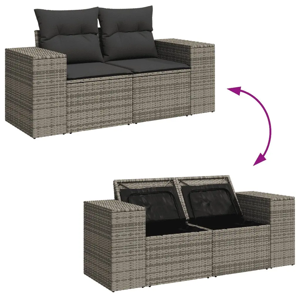 Outdoor Sofa Set Modular Garden Furniture 8 Piece Grey Poly Rattan Patio Lounge